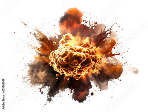 fire explosion with smoke isolated on white background