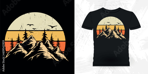 Funny Outdoor Adventure Lover Mountain Nature Retro Vintage Hiking T-shirt Design