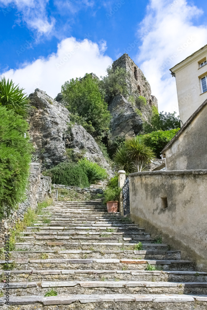 Corsica, a traditional village in the mountain, typical houses

