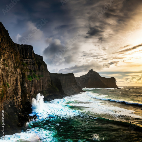 waves crashing on rocks