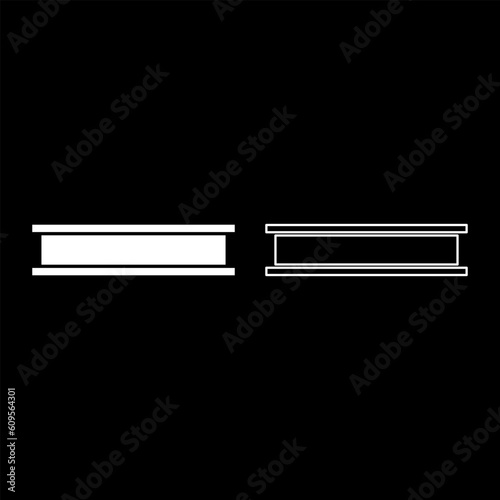 Beam girder I-beam steel bar rail piece for construction metal industry concept building material set icon white color vector illustration image solid fill outline contour line thin flat style