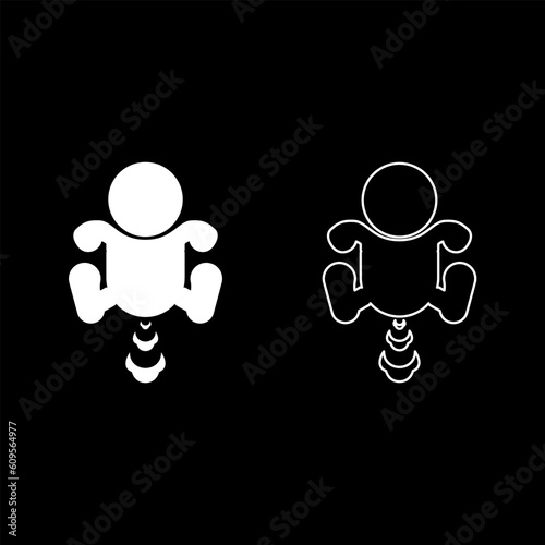 Child farts puffing set icon white color vector illustration image solid fill outline contour line thin flat style