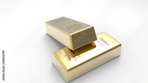 Two gold bars rotating 360 degrees on a white isolated background
animation video.