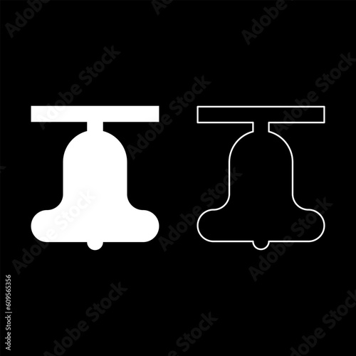 Church bell beam concept campanile belfry set icon white color vector illustration image solid fill outline contour line thin flat style