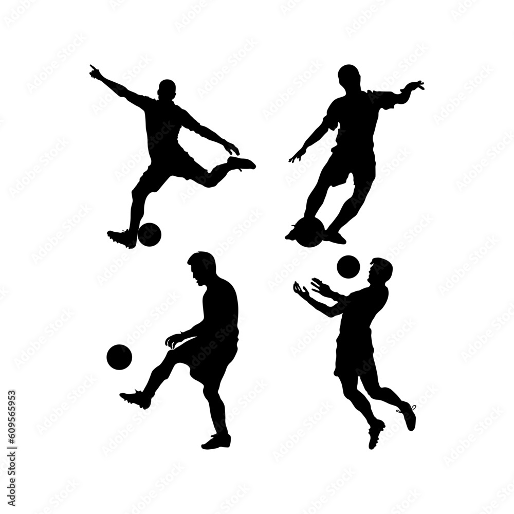 Soccer Players Silhouette Collection For Templates Design Elements