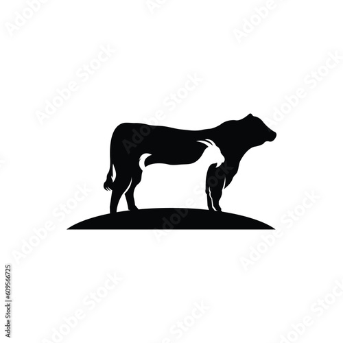 cow and goat negative space logo design