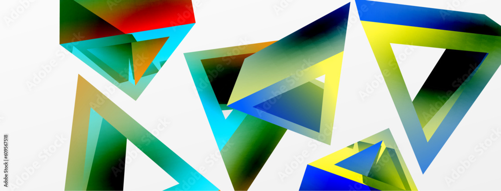 Triangle abstract background. 3d vector basic shape technology or business concept composition. Trendy techno business template for wallpaper, banner, background or landing Triangle abstract background. 3d vector basic shape technology or business concept composition. Trendy techno business template for wallpaper, banner, background or landing