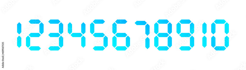 Blue digital display on light background. Retro clock symbol. Alarm, time, counter, matrix. Colored style. Flat design. Vector illustration Blue digital display on light background. Retro clock symbol. Alarm, time, counter, matrix. Colored style. Flat design. Vector illustration