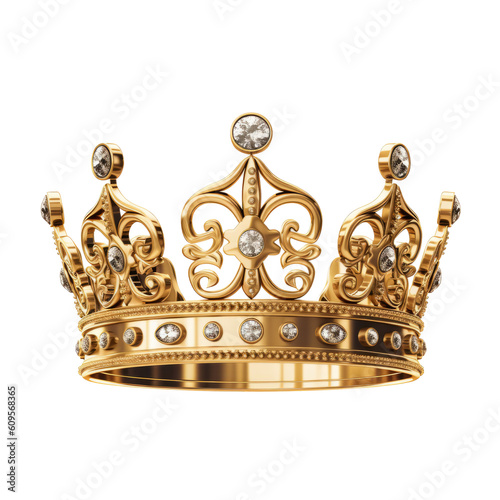 Fotografiet Golden crown isolated. Illustration AI Generative.