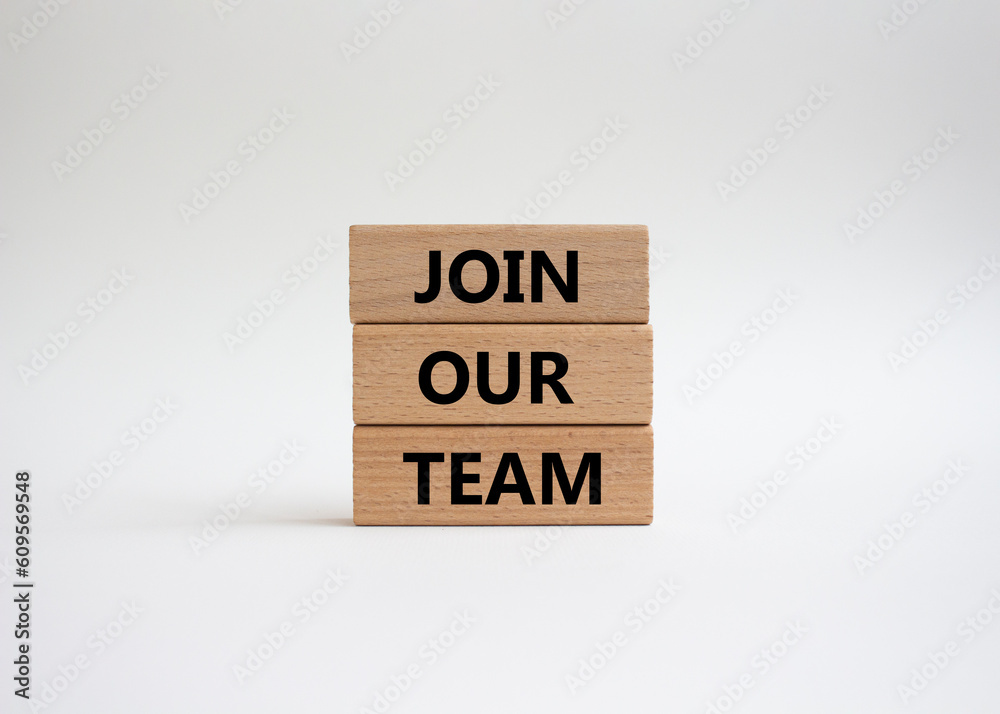 Join our team symbol. Wooden blocks with words Join our team. Beautiful white background. Business and Join our team concept. Copy space. Join our team symbol. Wooden blocks with words Join our team. Beautiful white background. Business and Join our team concept. Copy space.