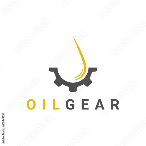 Oil gear logo design template. Drop lubricant and gear.