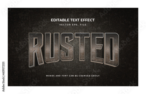 Editable 3D Rusted Steel Text Effect Design