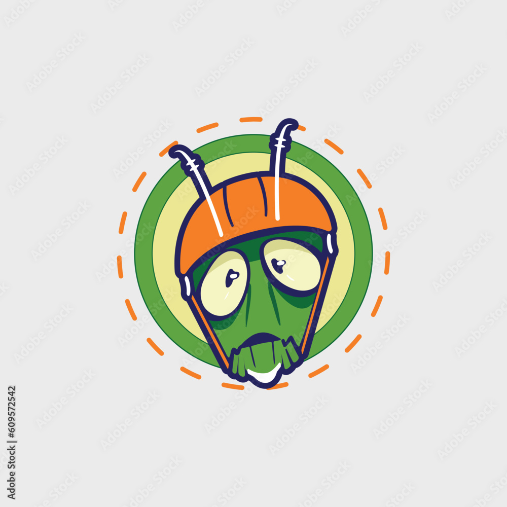 Obraz premium Illustration of bug wearing head gear logo vector