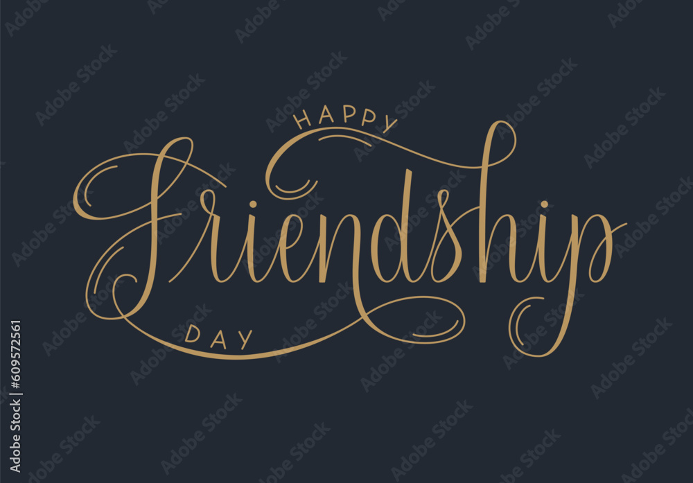 Happy Friendship Day Vector Hand Lettering. Usable for Greeting Card, Banner or Poster. Handwritten Text for International Friendship Day.