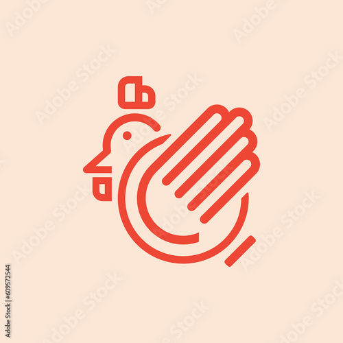 Illustration of a minimalist chicken logo vector