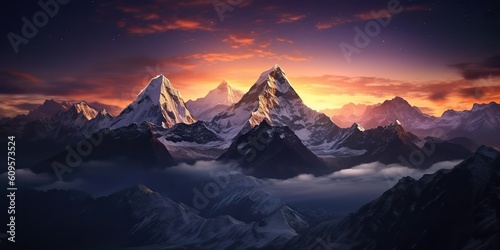 AI Generated. AI Generative. High mountain great landscape adventure nepal outdoor motivation. Graphic Art