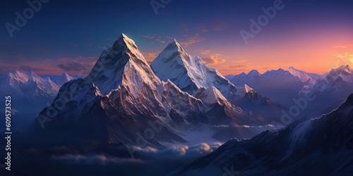 AI Generated. AI Generative. High mountain great landscape adventure nepal outdoor motivation. Graphic Art