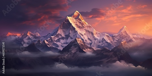 AI Generated. AI Generative. High mountain great landscape adventure nepal outdoor motivation. Graphic Art