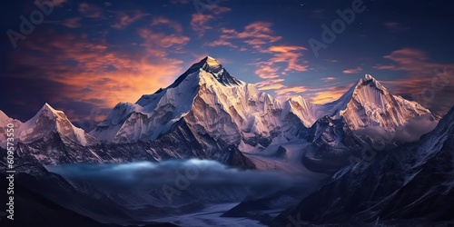 AI Generated. AI Generative. High mountain great landscape adventure nepal outdoor motivation. Graphic Art © AkimD