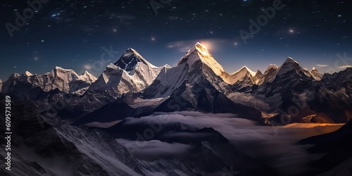 AI Generated. AI Generative. High mountain great landscape adventure nepal outdoor motivation. Graphic Art © Graphic Warrior