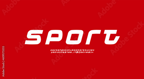 Sport italic font, thick motion alphabet, trendy Latin letters from A to Z and Arab numbers from 0 to 9 for you future design, vector illustration 10EPS