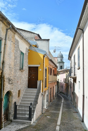 A narrow street in Nusco  a small mountain village in the province of Avellino  Italy.