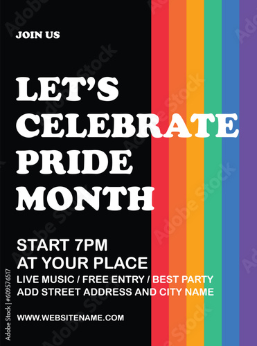 let's celebrate pride month poster flyer social media post design