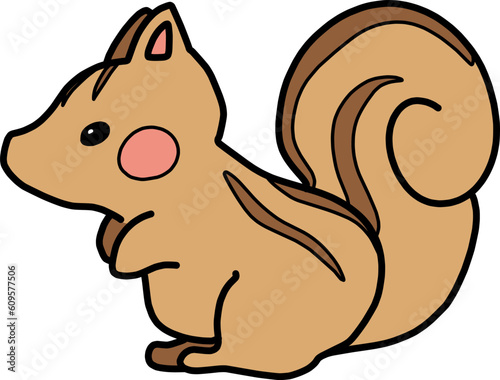 横を向いたかわいいリスのイラスト