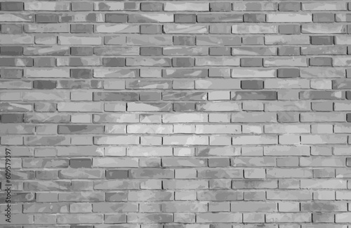 Realistic Vector brick wall pattern horizontal background. Flat wall texture. White textured brickwork for print, paper, design, photo background