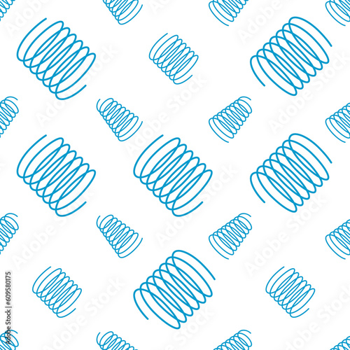 Coil Spring Icon Seamless Pattern, Helical Spring, Energy Storing And Releasing Mechanical Device