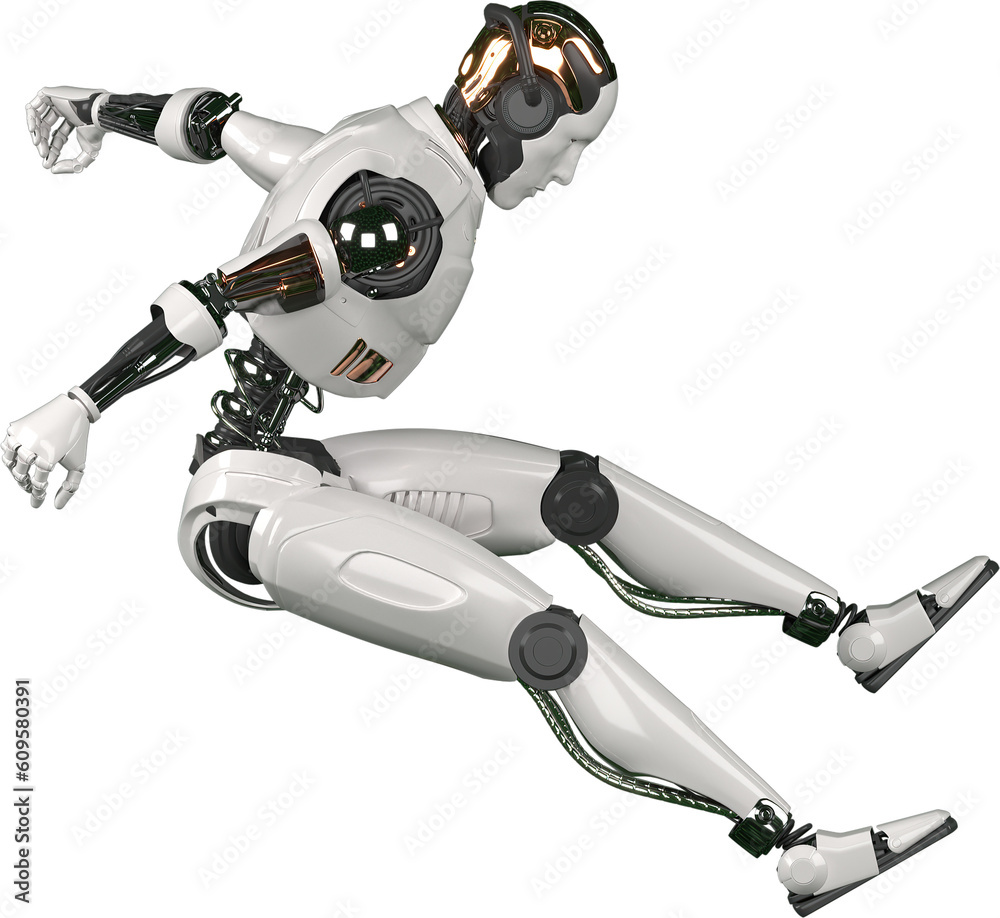Futuristic world robots are running. Presentation of technology with robots. 3d rendering action of robot. Futuristic world robots are running. Presentation of technology with robots. 3d rendering action of robot.