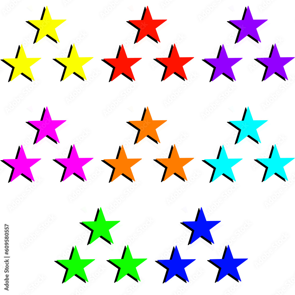 Assorted Colored 3 Star Icon Logo Collection 8 Pack