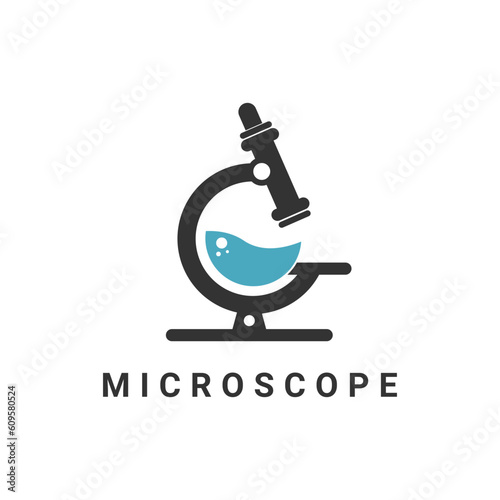 Microscope Laboratory Logo Template Design. Letter G Shape Microscope