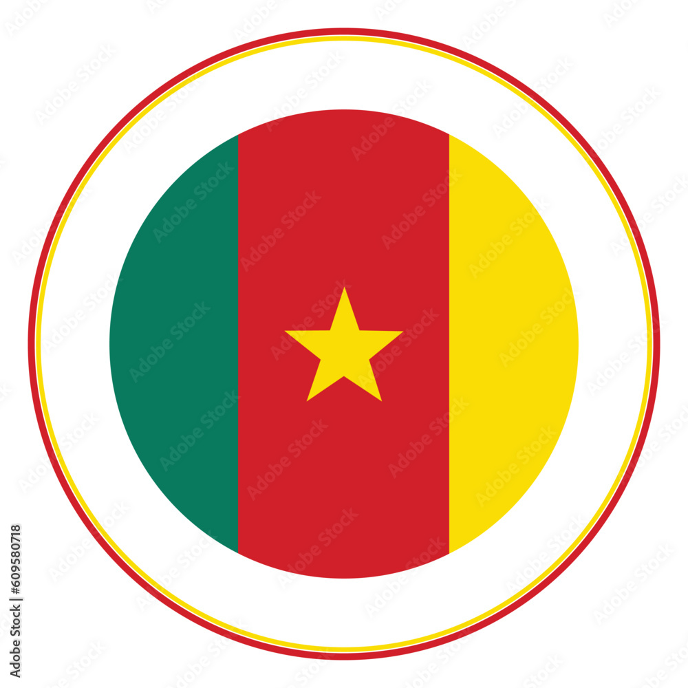 Flag of Cameroon. Cameroon flag in design shape Flag of Cameroon. Cameroon flag in design shape