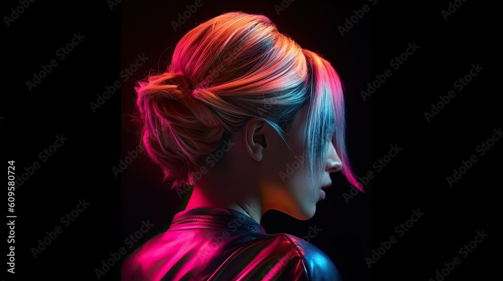Fototapeta premium Rear back behind view portrait of attractive wavy-haired girl shine hairdress isolated over one-tone color background