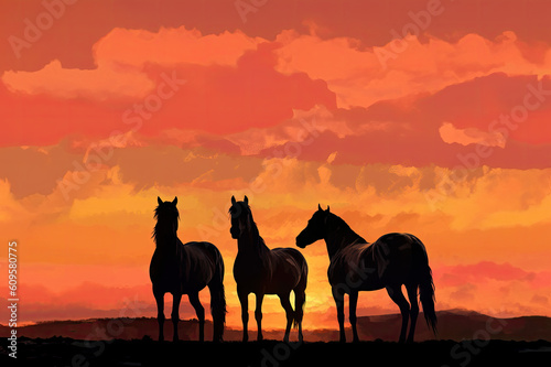 Horse background created with Generative AI technology