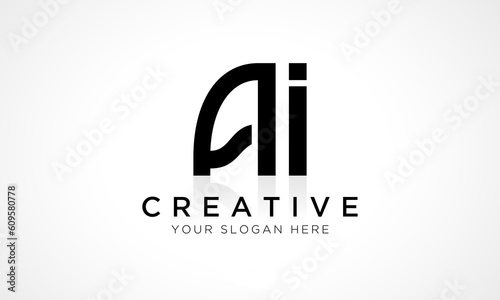 AI Letter Logo Design Vector Template. Alphabet Initial Letter AI Logo Design With Glossy Reflection Business Illustration.