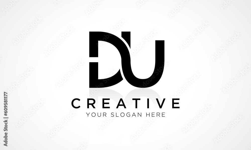 DU Letter Logo Design Vector Template. Alphabet Initial Letter DU Logo Design With Glossy Reflection Business Illustration. - obrazy, fototapety, plakaty 