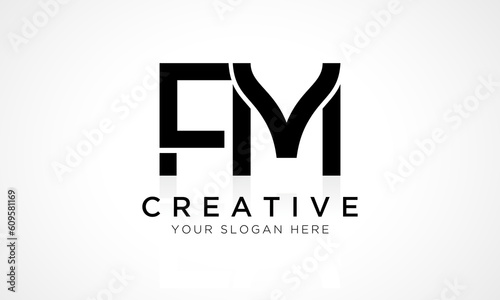 FM Letter Logo Design Vector Template. Alphabet Initial Letter FM Logo Design With Glossy Reflection Business Illustration.
