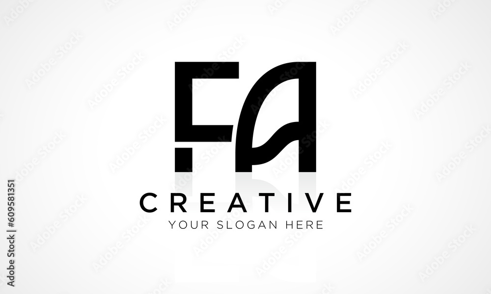 FA Letter Logo Design Vector Template. Alphabet Initial Letter FA Logo Design With Glossy Reflection Business Illustration.