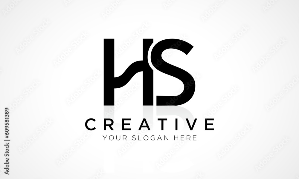 HS Letter Logo Design Vector Template. Alphabet Initial Letter HS Logo Design With Glossy Reflection Business Illustration.