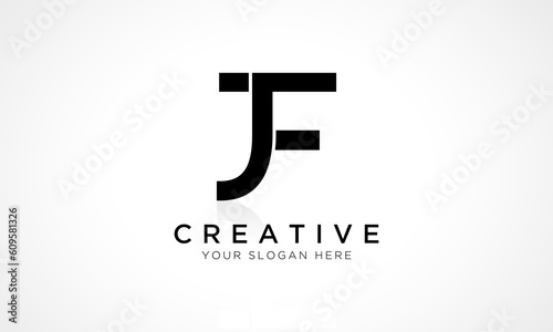 JF Letter Logo Design Vector Template. Alphabet Initial Letter JF Logo Design With Glossy Reflection Business Illustration.