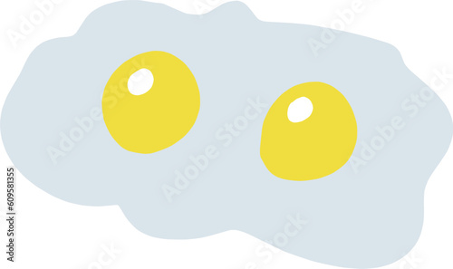 シンプルにデフォルメした黄身が二つある目玉焼きのイラスト