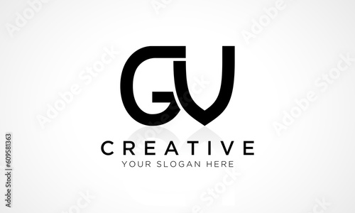 GV Letter Logo Design Vector Template. Alphabet Initial Letter GV Logo Design With Glossy Reflection Business Illustration.
