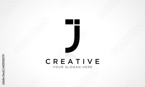 JI Letter Logo Design Vector Template. Alphabet Initial Letter JI Logo Design With Glossy Reflection Business Illustration.