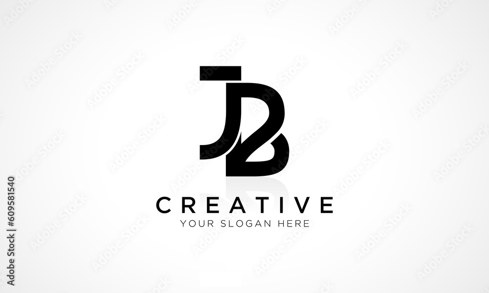 JB Letter Logo Design Vector Template. Alphabet Initial Letter JB Logo Design With Glossy Reflection Business Illustration.