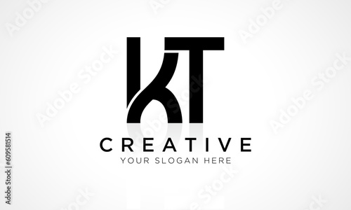 KT Letter Logo Design Vector Template. Alphabet Initial Letter KT Logo Design With Glossy Reflection Business Illustration.
