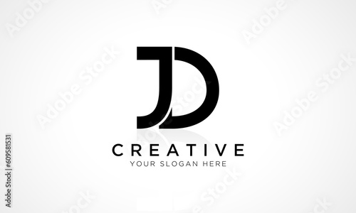 JD Letter Logo Design Vector Template. Alphabet Initial Letter JD Logo Design With Glossy Reflection Business Illustration.