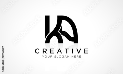 KA Letter Logo Design Vector Template. Alphabet Initial Letter KA Logo Design With Glossy Reflection Business Illustration. photo