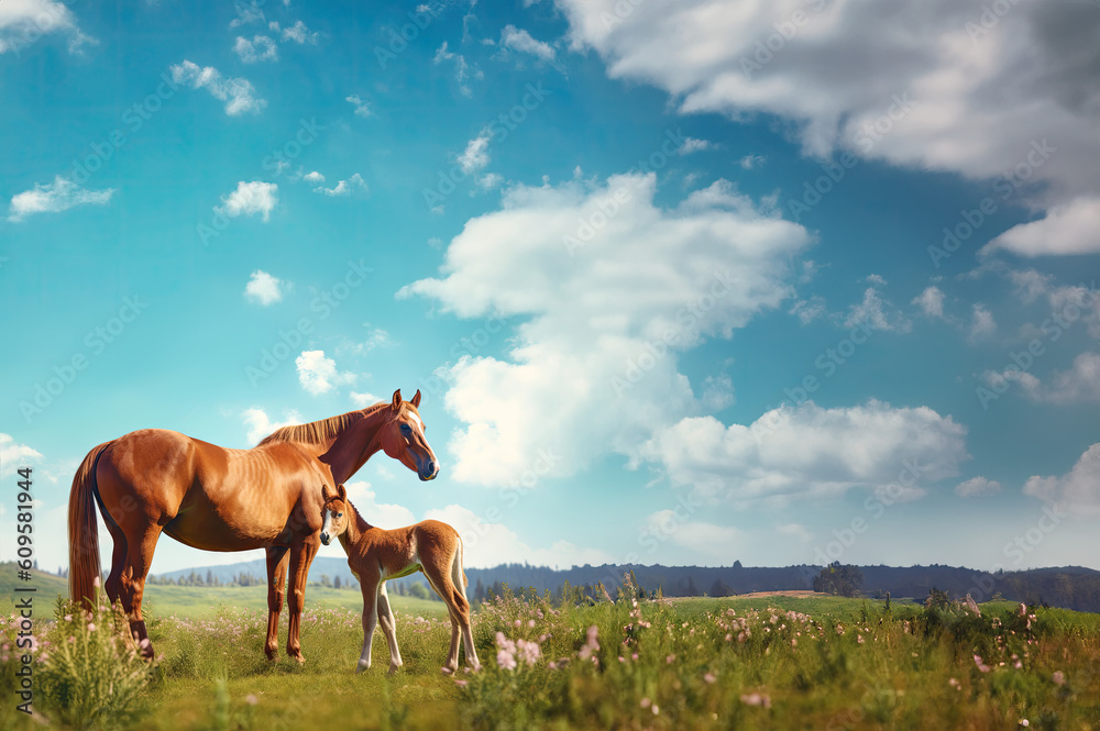 Obraz premium Horse background created with Generative AI technology